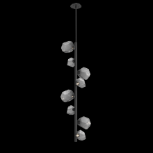 Hammerton CHB0039-T8-MB-S-001-L3 - Gem 8pc Twisted Vine-Matte Black-Smoke Blown Glass-Threaded Rod Suspension-LED 3000K