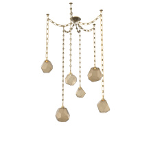 Hammerton SNB0039-06-GB-B-CH3-L1 - Gem Multi Light Pendant Multi Port Canopy Gilded Brass