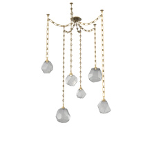 Hammerton SNB0039-06-GB-S-CH3-L3 - Gem Multi Light Pendant Multi Port Canopy Gilded Brass