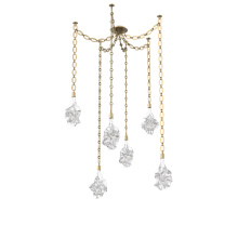 Hammerton SNB0059-06-GB-BC-CH2-L3 - Blossom Multi Light Pendant Multi Port Canopy Gilded Brass