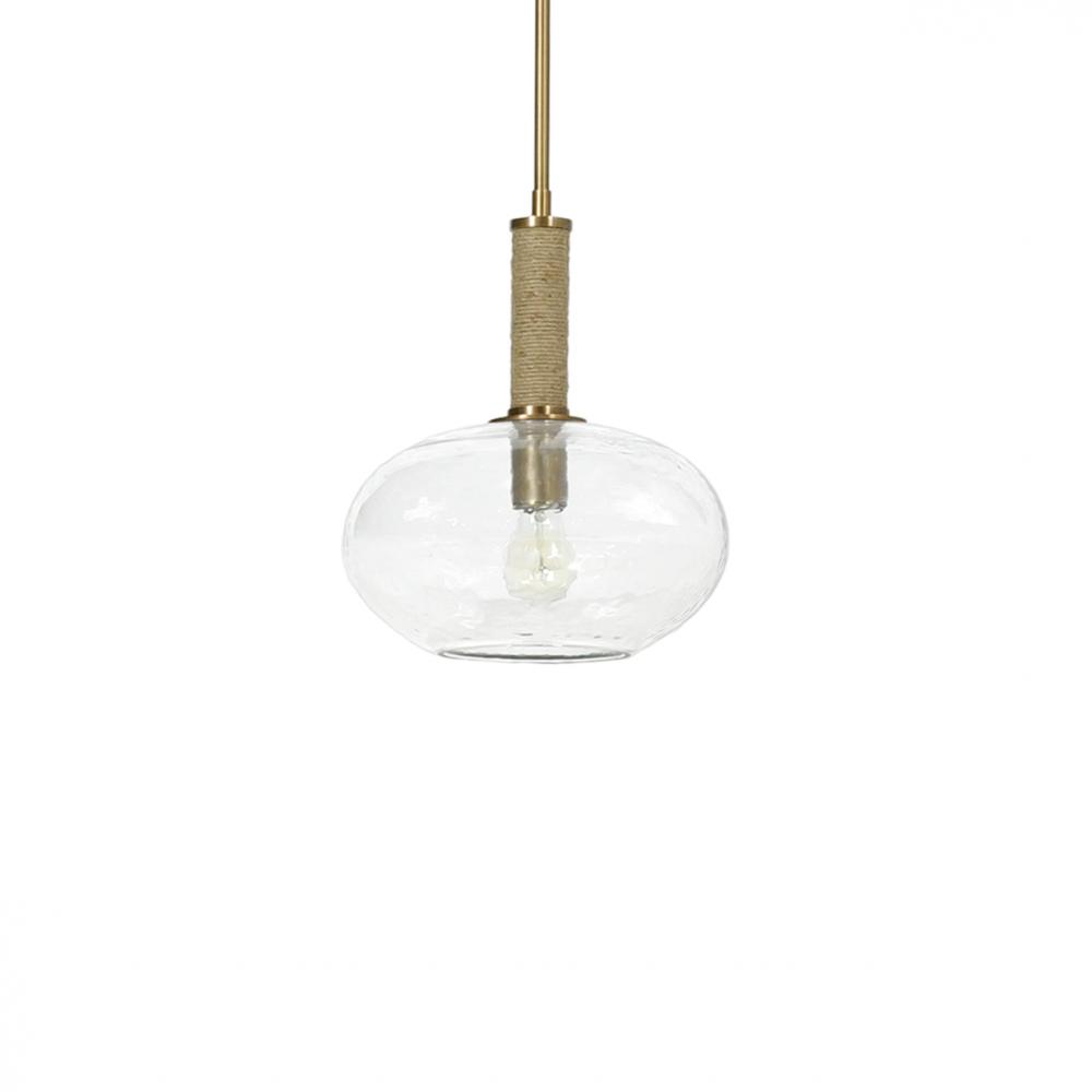 BRONSON GLASS PENDANT WIDE BRASS