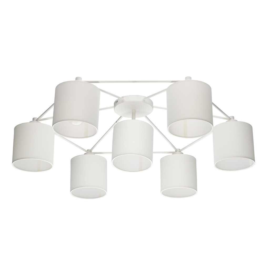 7x40W Ceiling Light With White Finish & White Shades