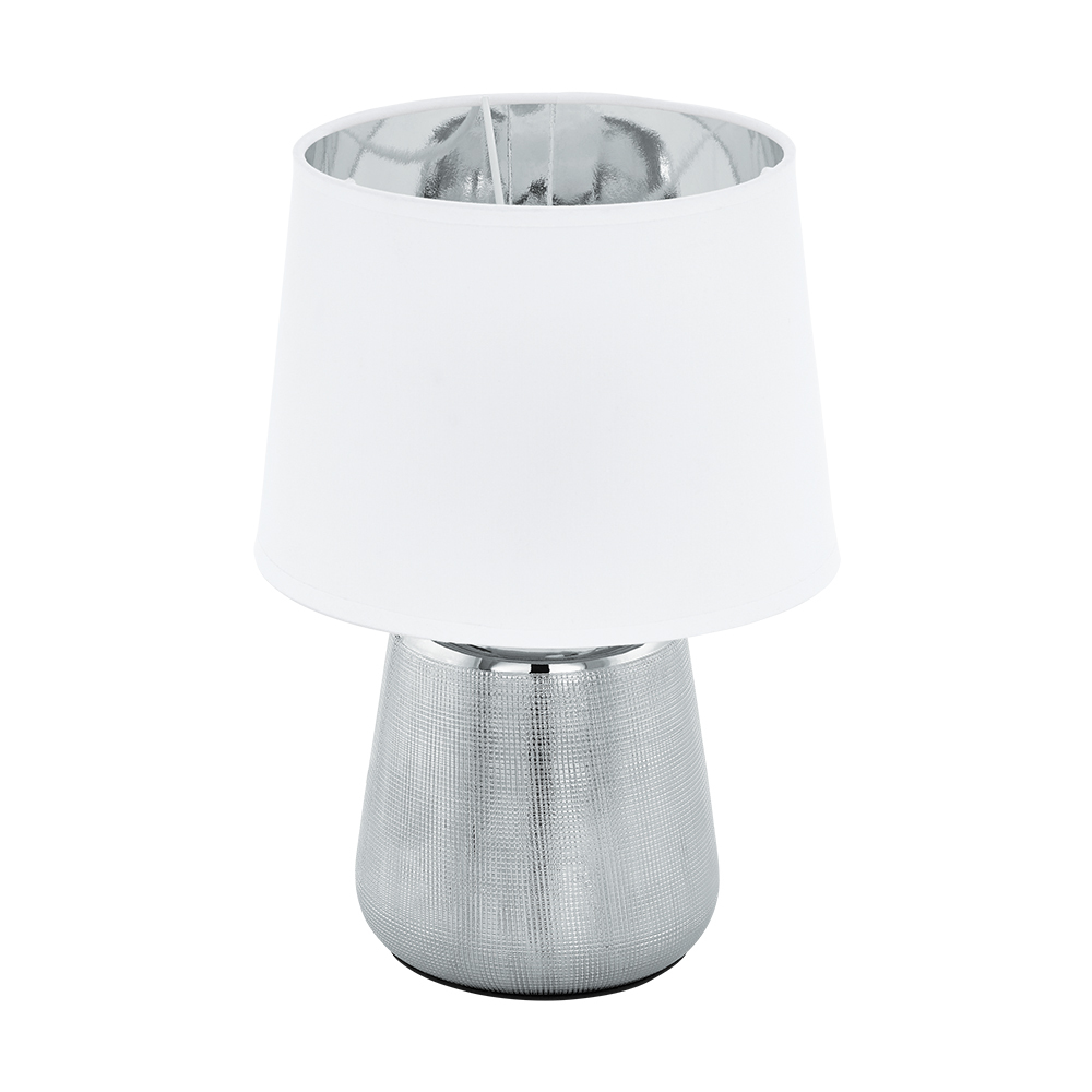 1 LT Table Lamp w/ Silver Finish & White w/ Silver Interior Fabric Shade