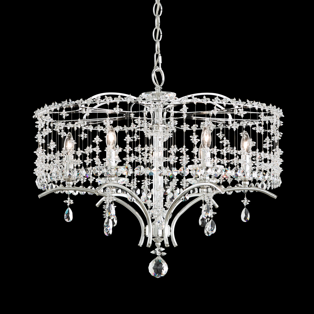 Bella Rose 6 Light 120V Chandelier in Antique Silver with Clear Heritage Handcut Crystal