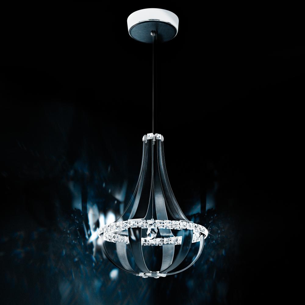 Crystal Empire LED 27in 120V Pendant in White Pass Leather with Clear Radiance Crystal