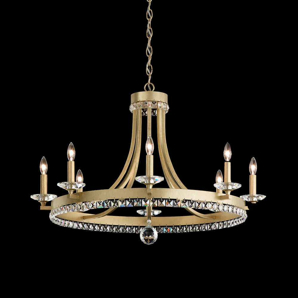 Early American 8 Lights 110V Chandelier in Heirloom Silver with Clear Heritage Crystal