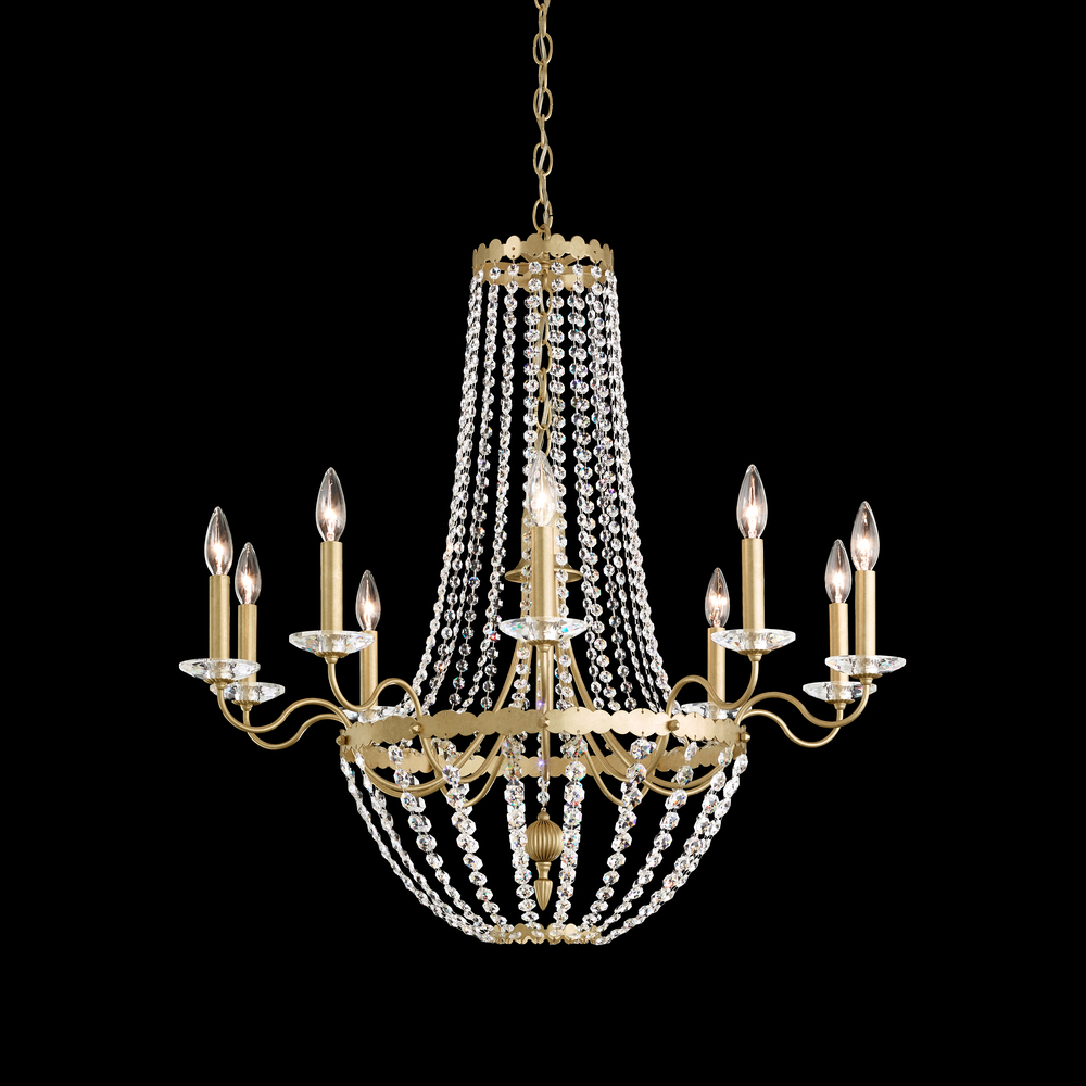Early American 10 Lights 110V Chandelier in Heirloom Silver with Clear Heritage Crystal