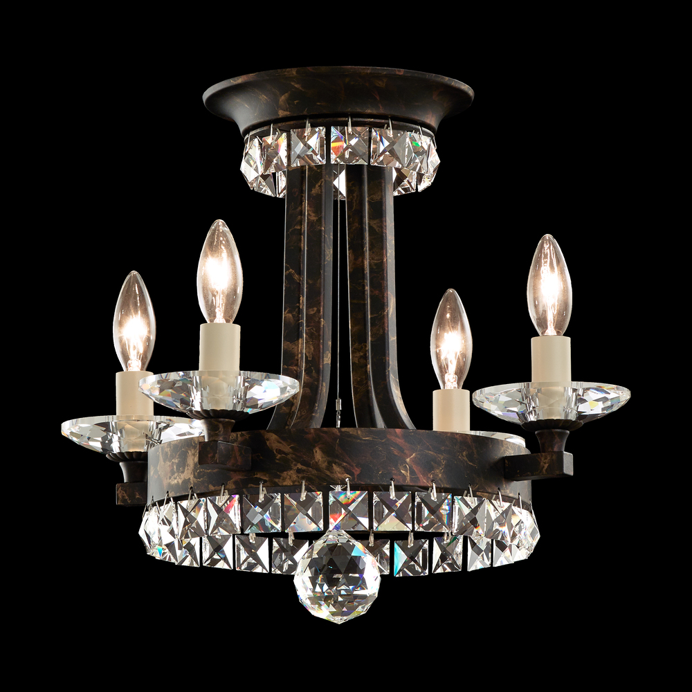 Early American 4 Lights 110V Close-to-Ceiling in Etruscan Gold with Clear Heritage Crystal