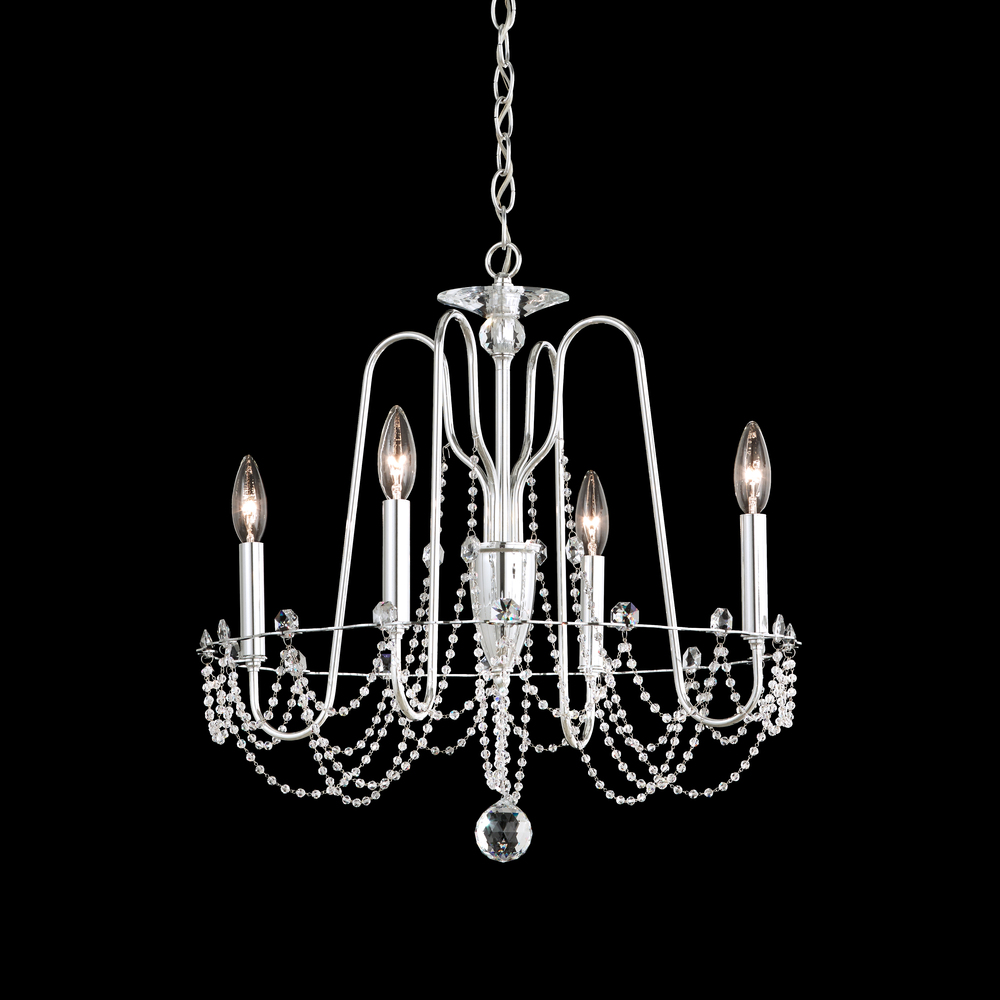 Esmery 4 Light 120V Chandelier in Antique Silver with Clear Optic Crystal
