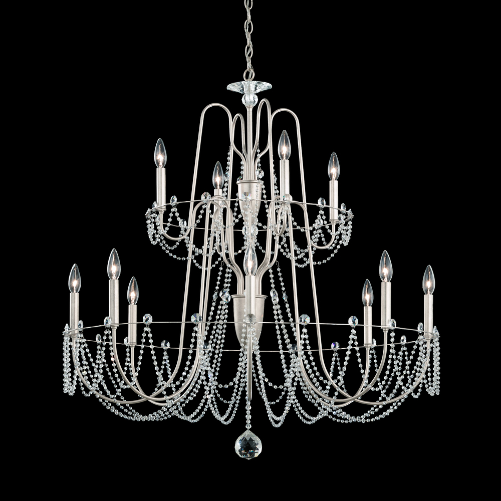 Esmery 12 Light 120V Chandelier in Antique Silver with Clear Optic Crystal