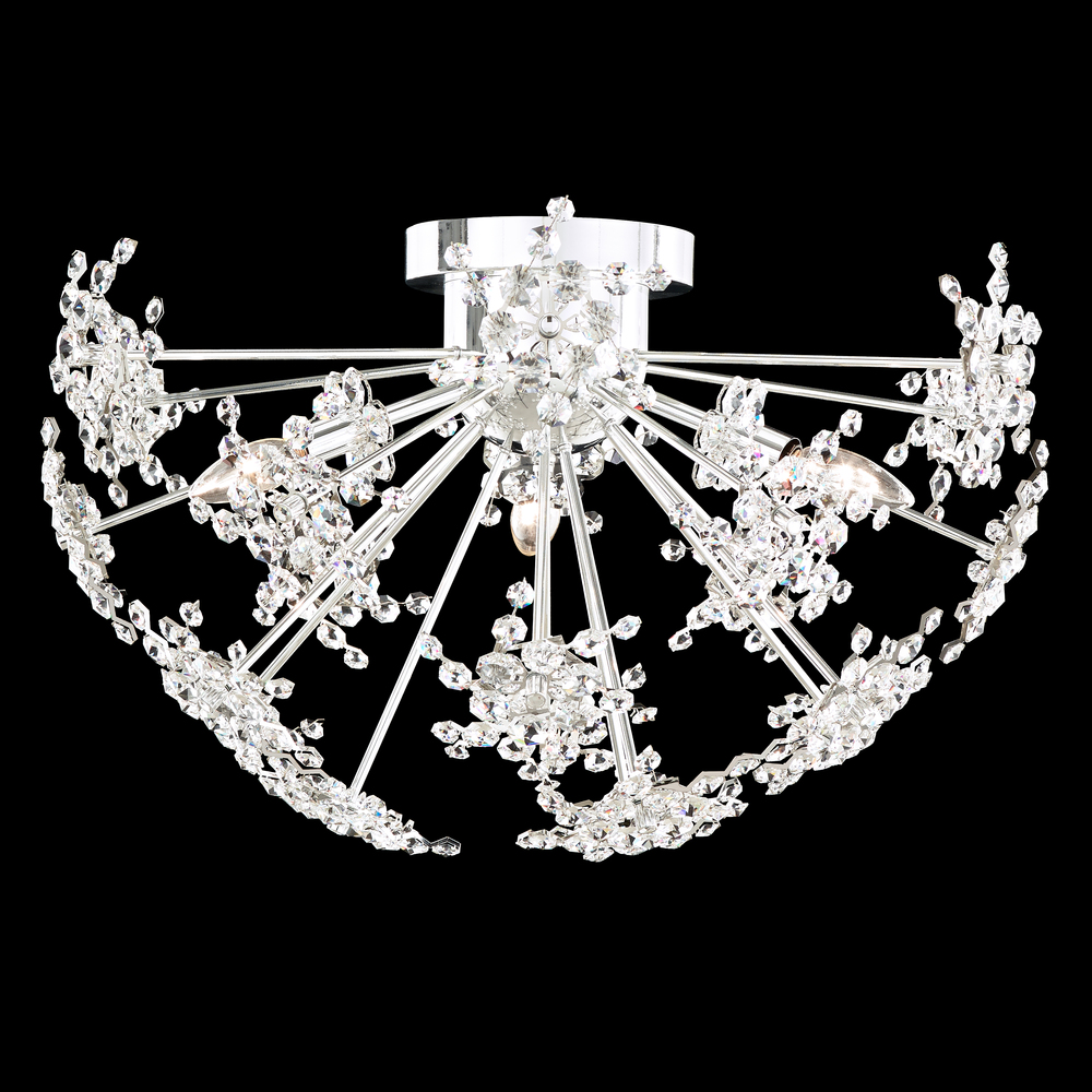 Esteracae 3 Light 120V Semi-Flush Mount in Antique Silver with Clear Radiance Crystal