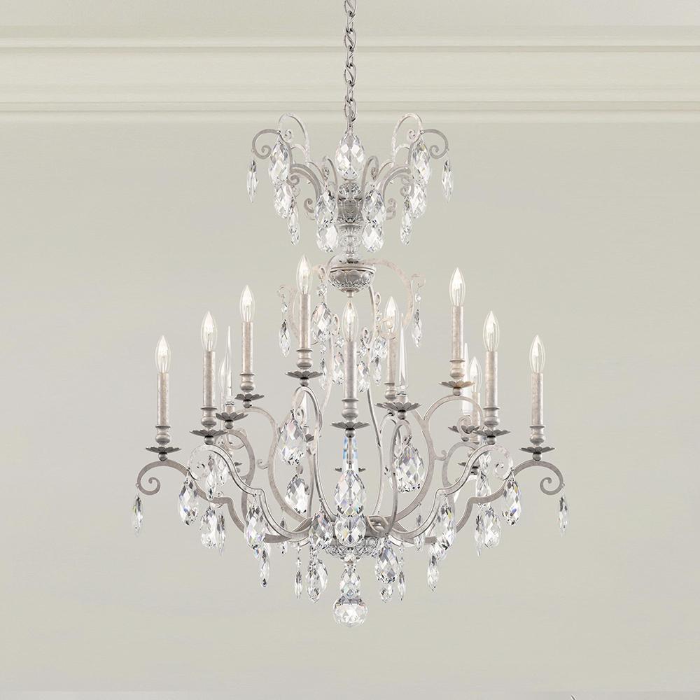 Renaissance Nouveau 12 Light 120V Chandelier in Antique Silver with Clear Heritage Handcut Crystal