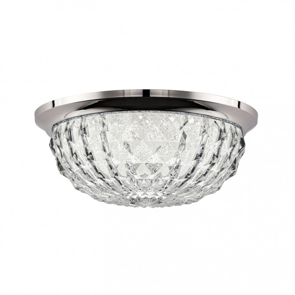 Genoa 12in LED 3000K/3500K/4000K 120V-277V Flush Mount in Polished Chrome with Clear Optic Crystal