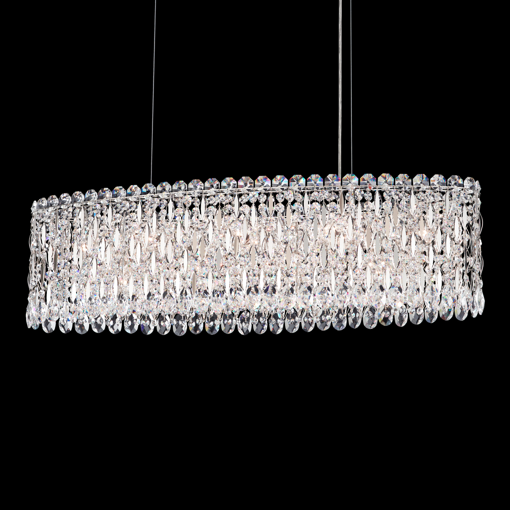 Sarella 12 Light 120V Pendant in Polished Stainless Steel with Heritage Handcut Crystal