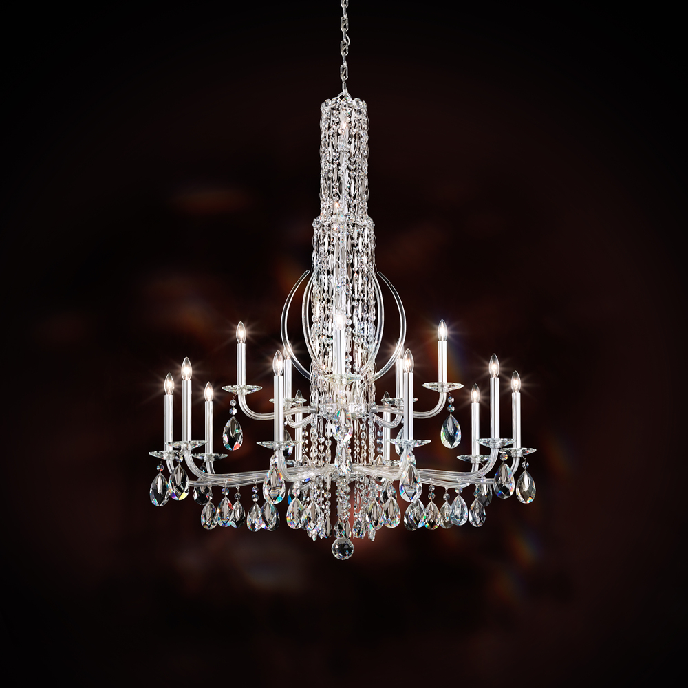 Siena 17 Light 120V Chandelier in Antique Silver with Clear Heritage Handcut Crystal