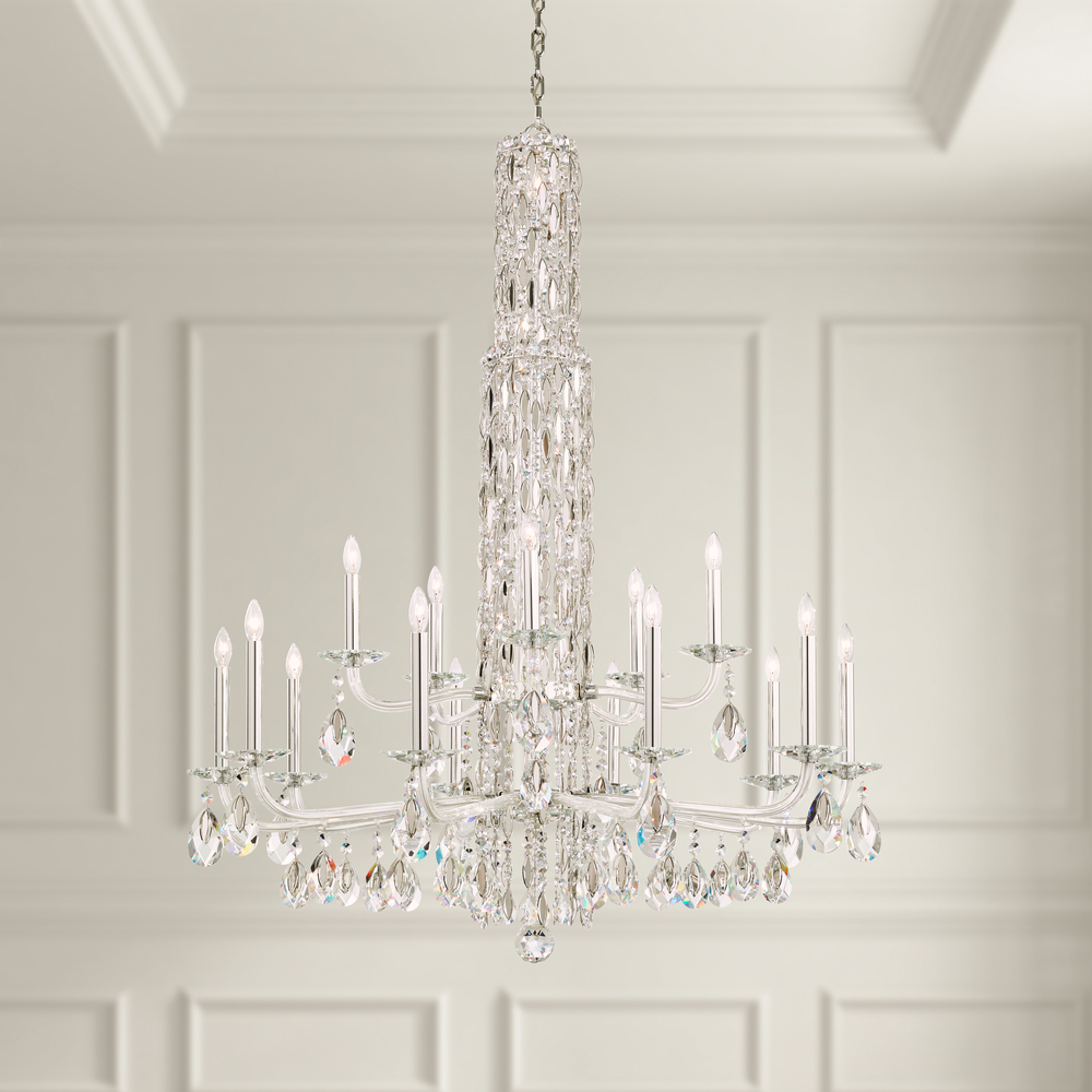Siena 17 Light 120V Chandelier (No Spikes) in White with Clear Heritage Handcut Crystal