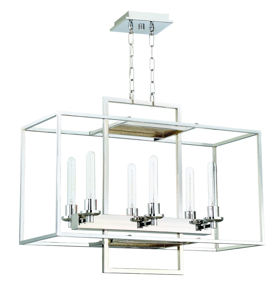 Cubic 6 Light Linear Chandelier in Chrome