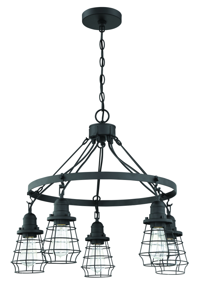 Thatcher 5 Light Chandelier in Flat Black