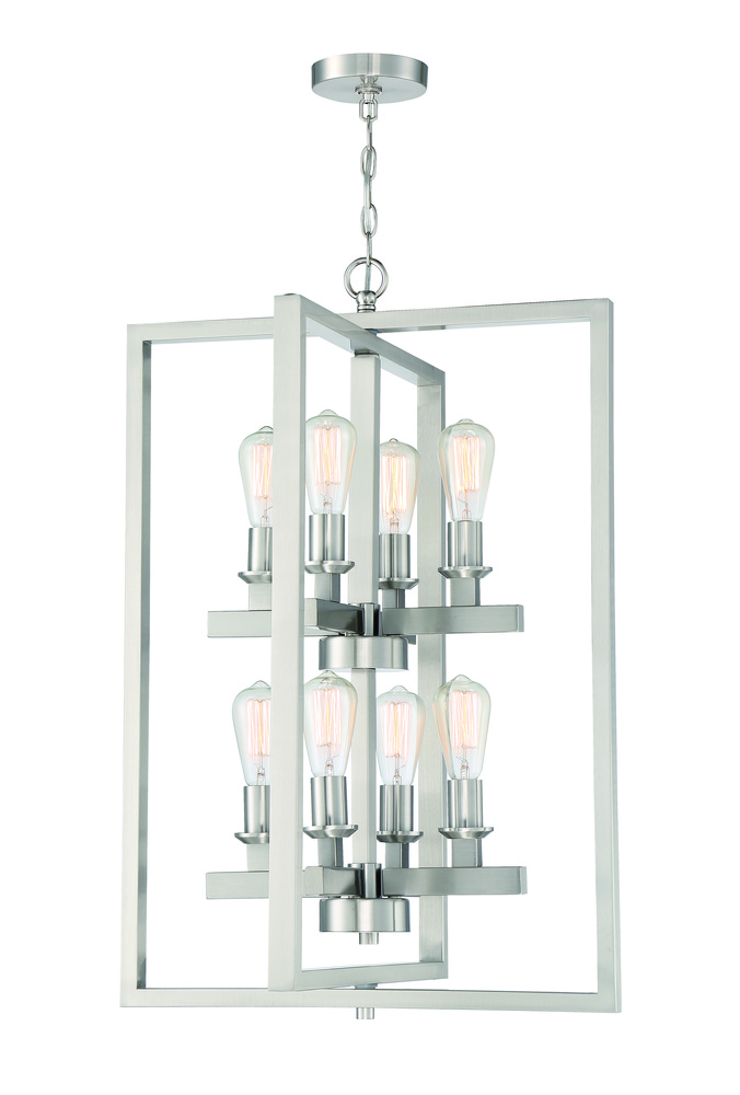 Chicago 8 Light Foyer in Brushed Polished Nickel