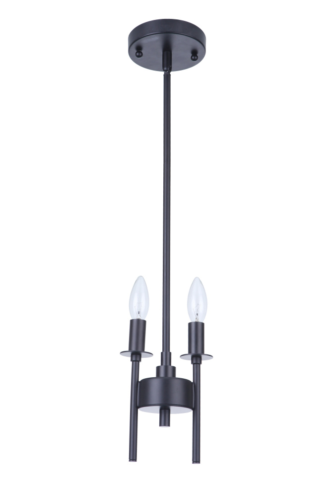 Larrson 2 Light Mini Pendant in Flat Black