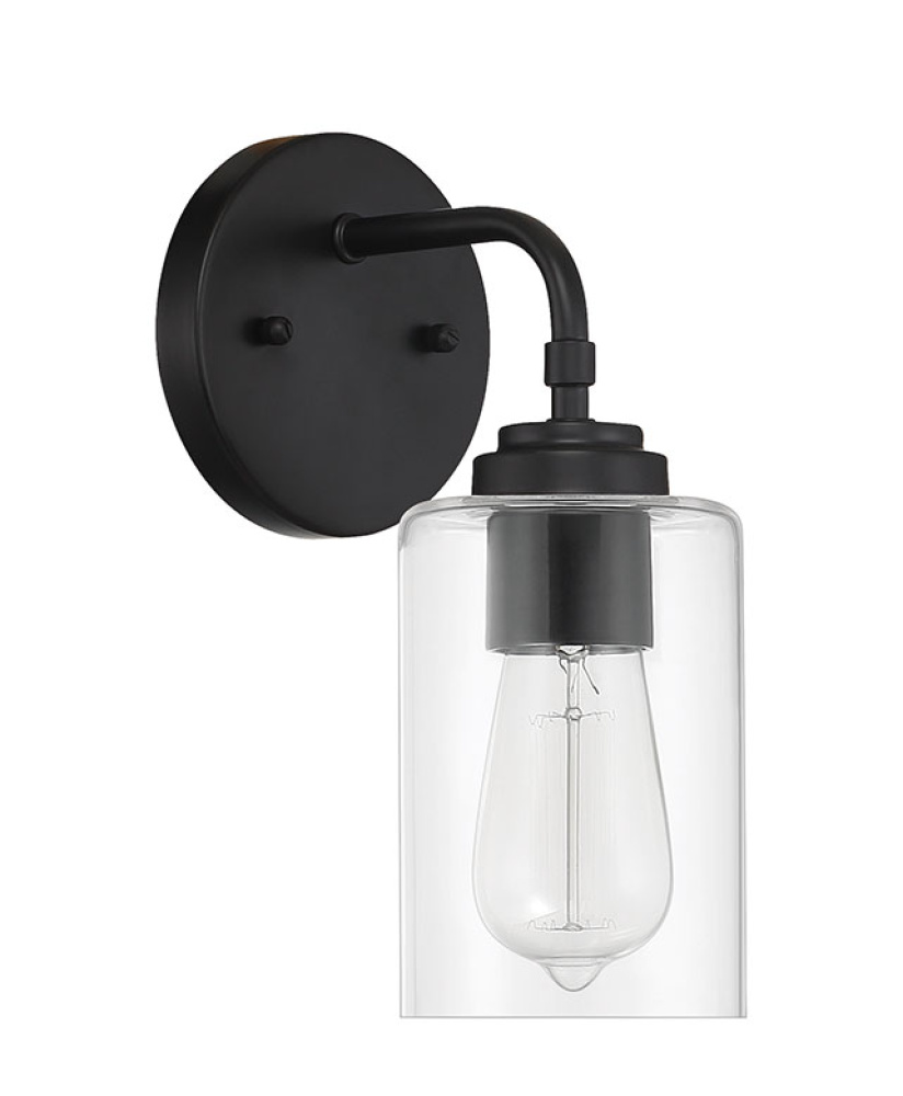 Stowe 1 Light Wall Sconce in Flat Black