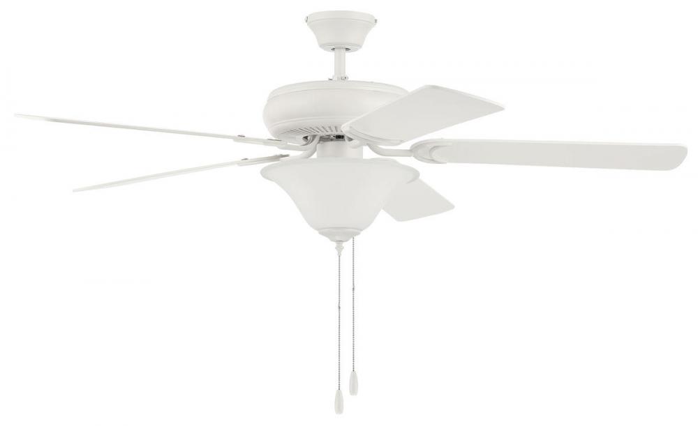 Decorator's Choice 52" 5-Blade 2 Light Ceiling Fan in Matte White w/ Matte White Blades