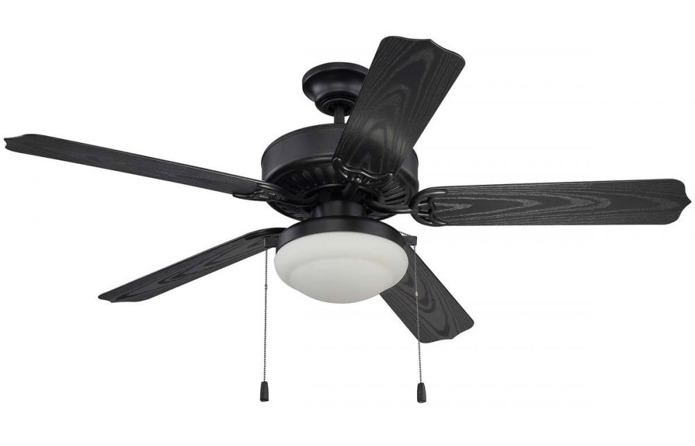 Enduro Plastic 52" 5-Blade Ceiling Fan with Light Kit in Matte Black w/ Matte Black Blades
