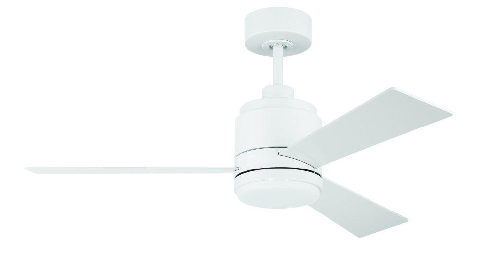 McCoy 42" 3-Blade Ceiling Fan in White w/ White Blades; Light Kit Included (optional)