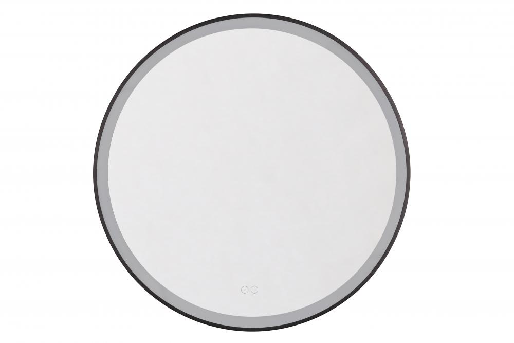 Ross 32" Framed Round Front Lit LED Mirror, Defogger & Dimmer, 3000-5000K, in Flat Black
