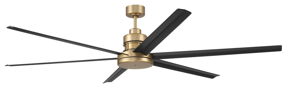 Mondo 72" 6-Blade Ceiling Fan in Satin Brass w/ Flat Black Blades