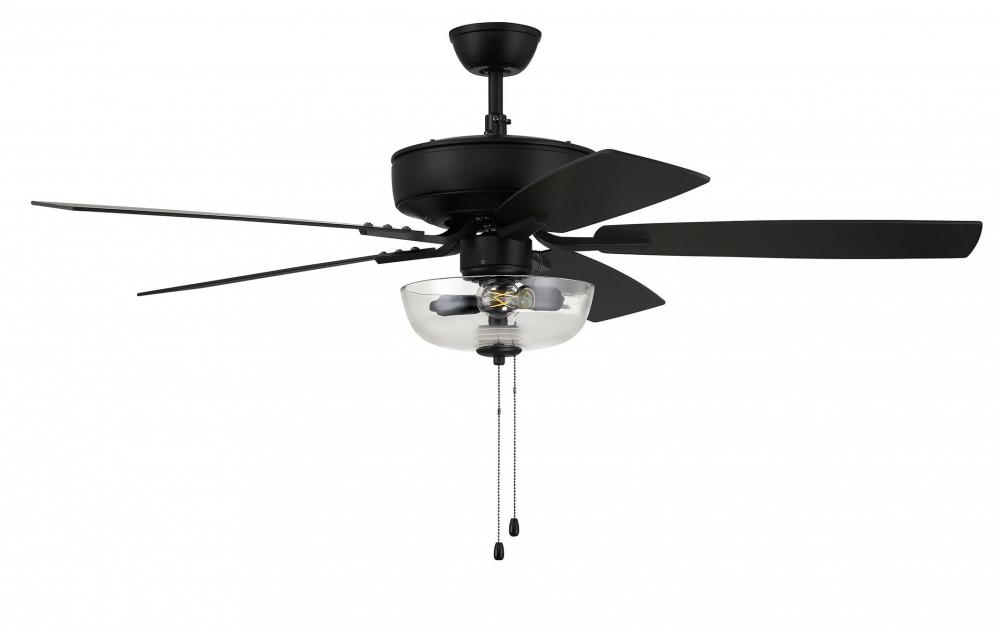 52" Ceiling Fan w/Blades, Clear Bowl LED Light Kit