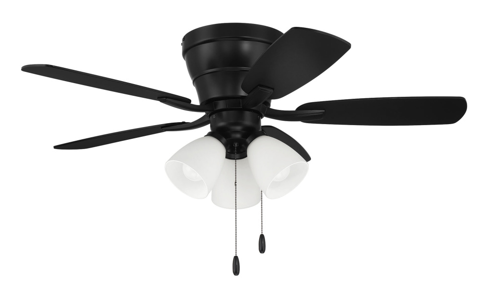 Wheeler 42" 5-Blade 3-Light Ceiling Fan in Flat Black w/ Flat Black/Greywood Blades