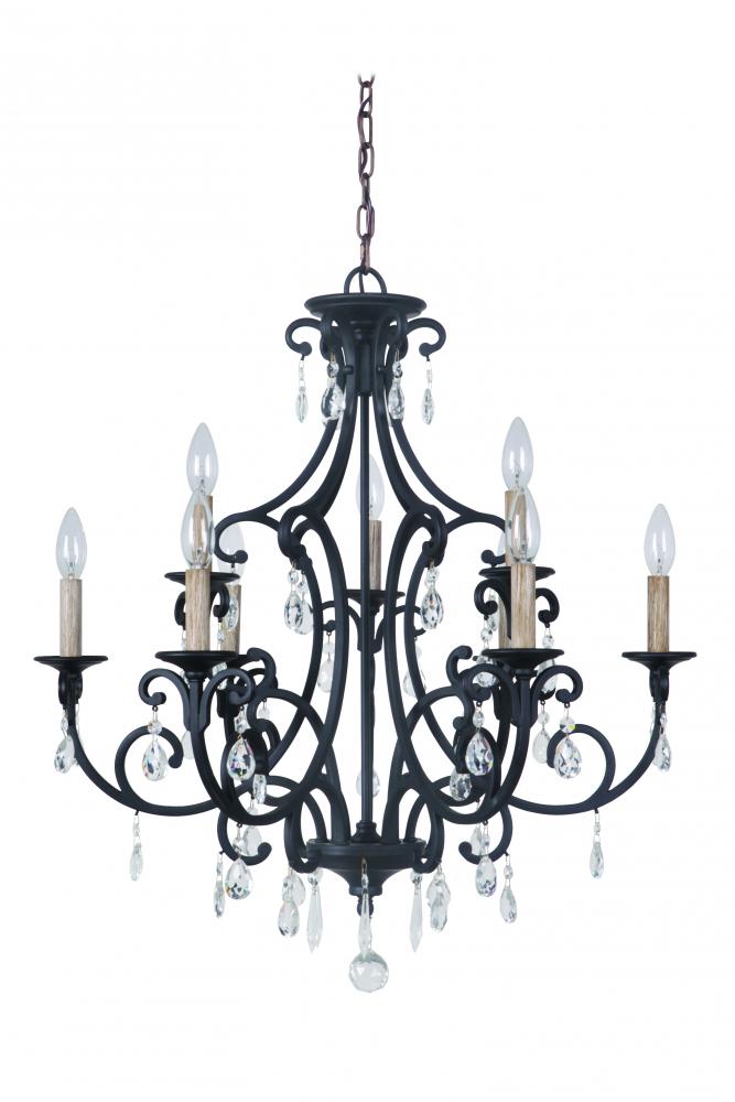 Bentley 9 Light Chandelier in Matte Black