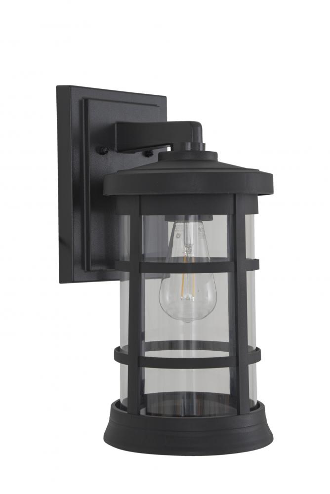 Resilience 1 Light Medium Outdoor Wall Lantern in Textured Black, Clear Lens