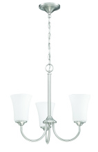 Craftmade 50423-BNK-WG - Gwyneth 3 Light Chandelier in Brushed Polished Nickel (White Glass)
