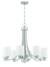 Craftmade 50528-BNK-WG - Bolden 8 Light Chandelier in Brushed Polished Nickel (White Glass)
