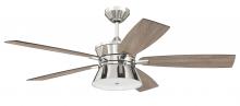 Craftmade DMK52PLN5 - Dominick 52" 5-Blade Ceiling Fan in Polished Nickel w/ Driftwood/Greywood Blades