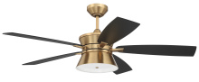 Craftmade DMK52SB5-NWF - Dominick 52" 5-Blade Ceiling Fan in Satin Brass w/ Flat Black/Black Walnut Blades