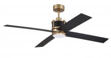 Craftmade GRG56SBFB4 - Gregory 56" 4-Blade Ceiling Fan in Satin Brass w/ Flat Black/Black Walnut Blades