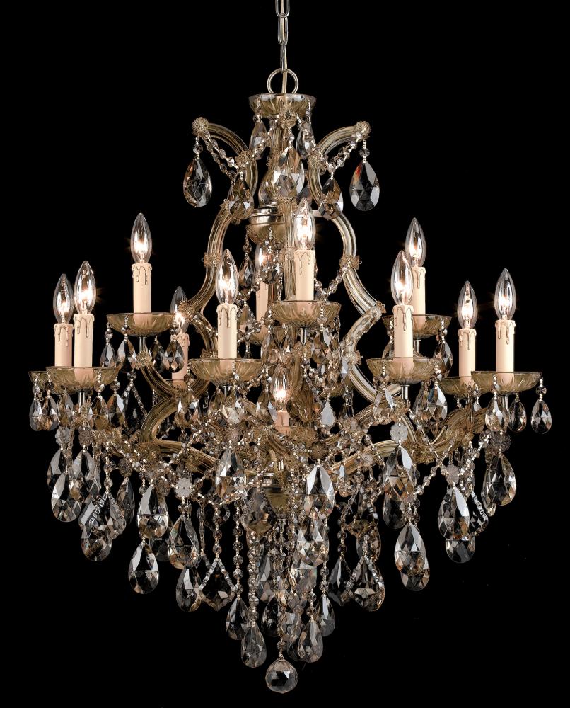 Maria Theresa 13 Light Golden Teak Elements Crystal Chandelier