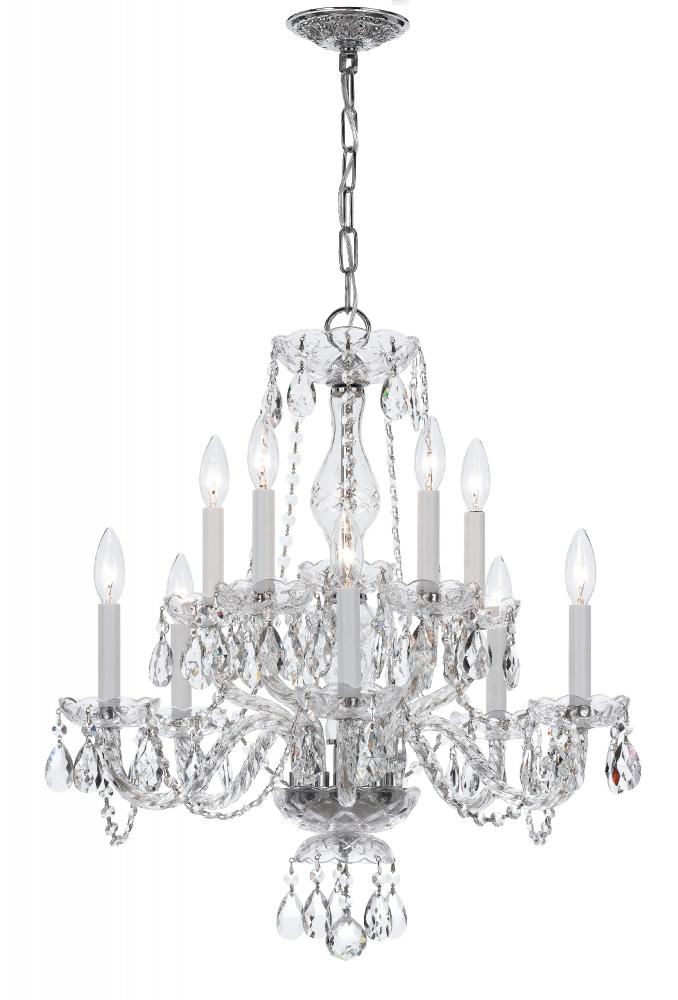 Traditional Crystal 23'' Hand Cut Crystal Polished Chrome Chandelier