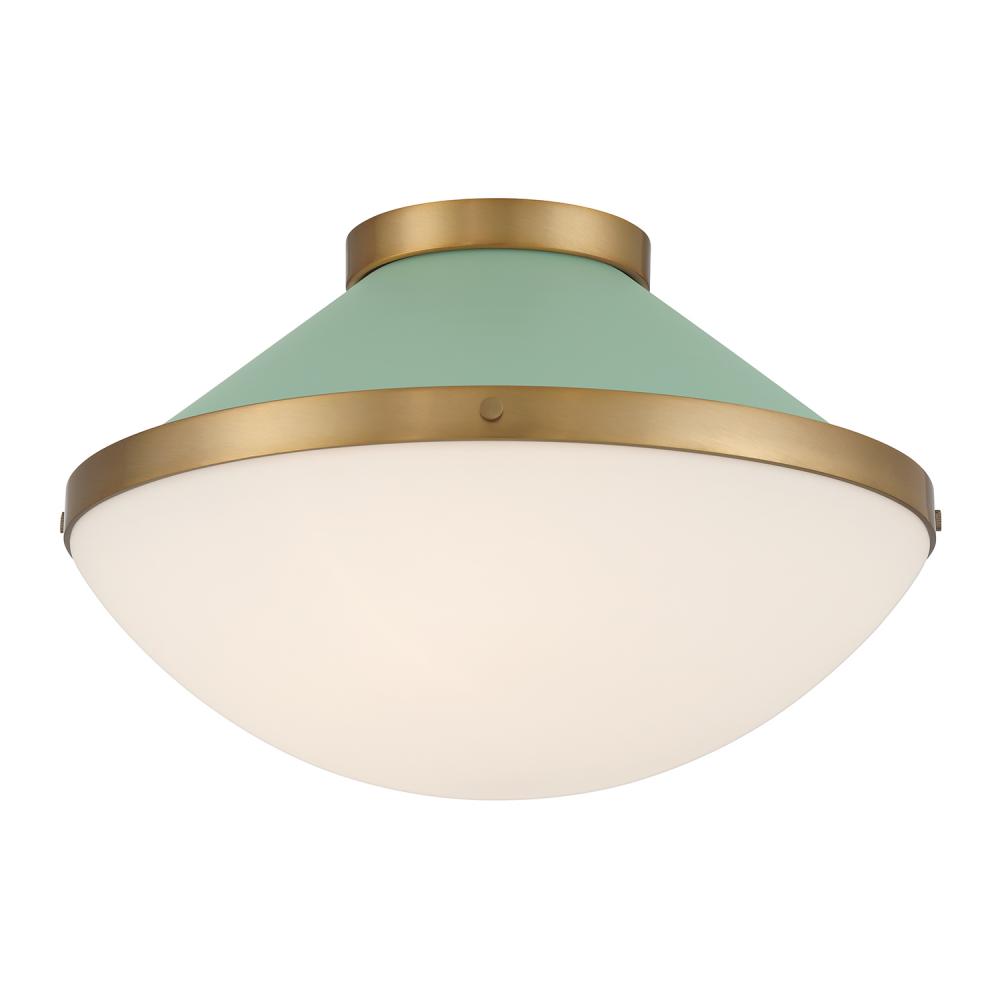 Xander 16.25'' Vibrant Gold + Green Flush Mount