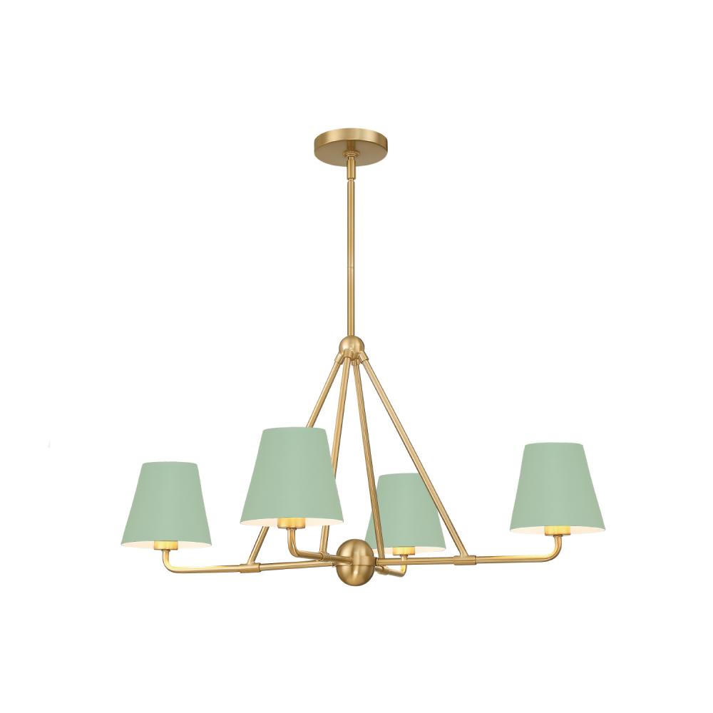 Xavier 4 Light Vibrant Gold + Green Chandelier