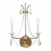 Crystorama KAR-90902-AG-CL-MWP - Karrington 2 Light Aged Brass Sconce