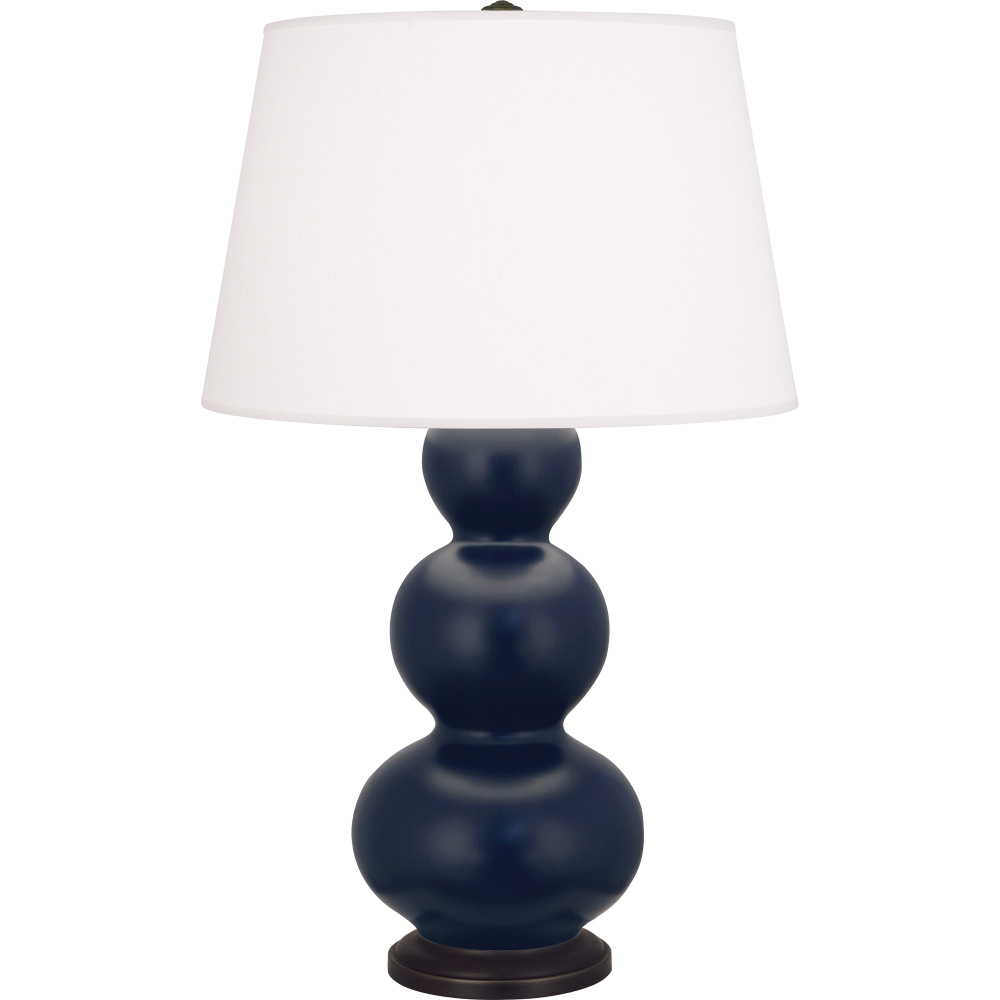 Matte Midnight Blue Triple Gourd Table Lamp