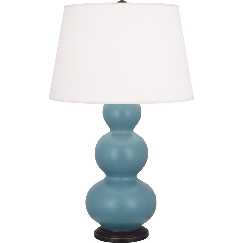 Matte Steel Blue Triple Gourd Table Lamp