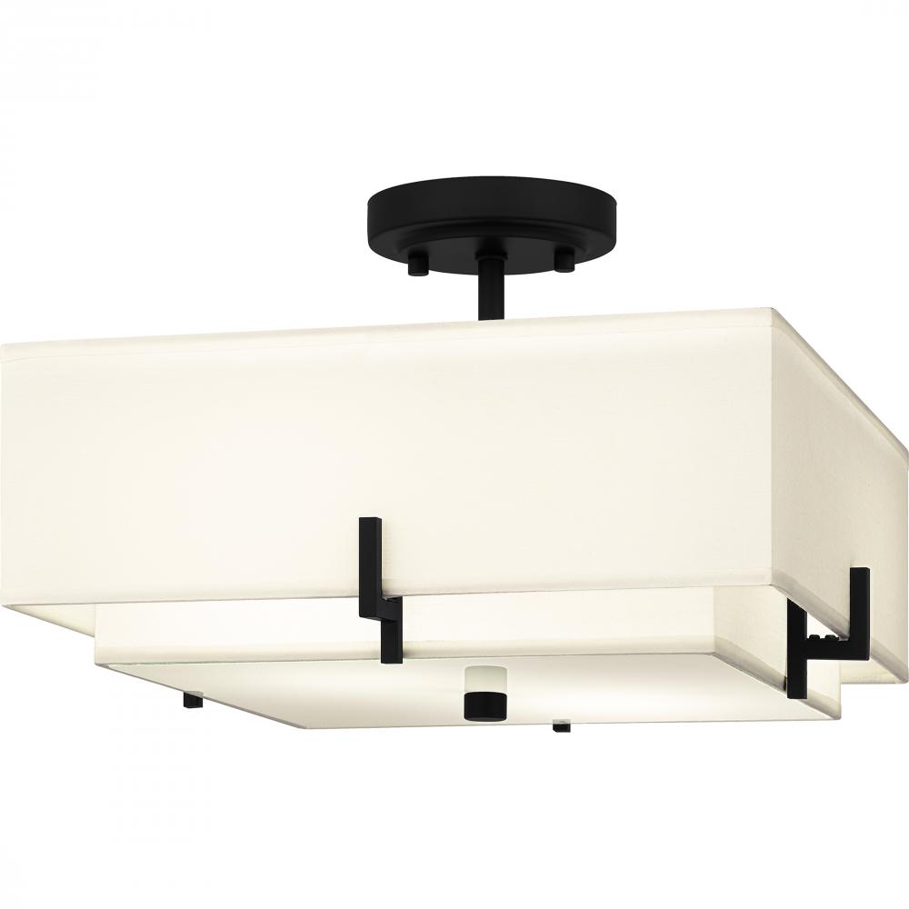 Renzo 2-Light Matte Black Semi-Flush Mount Light