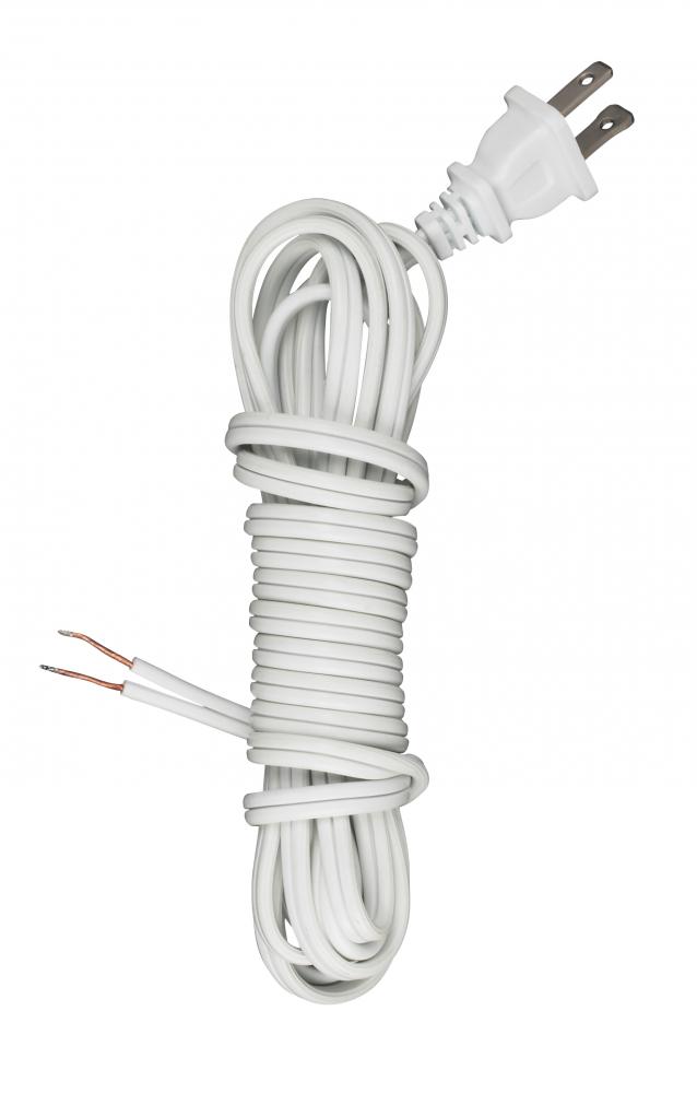 12 Foot 18/2 SPT-2 105C Cord Set; White Finish; 72" Hank; 150 Carton; Molded Polarized Plug;