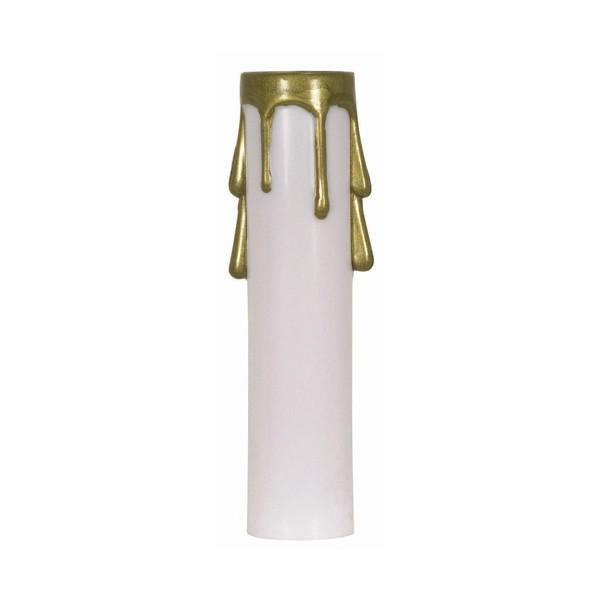 Plastic Drip Candle Cover; White Plastic With Gold Drip; 13/16" Inside Diameter; 7/8"