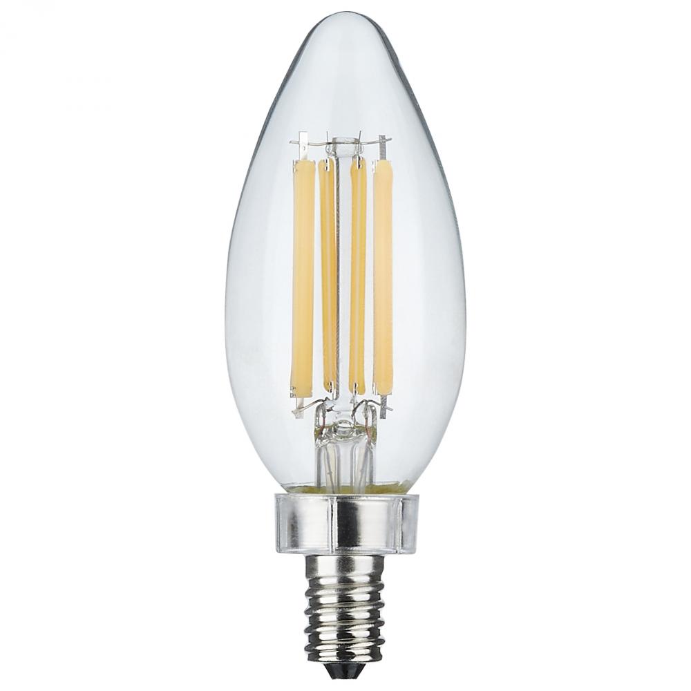 8 Watt C11 LED Filament; Clear Finish; Candelabra Base; 4000K; 90 CRI; 760 Lumens; 120 Volt